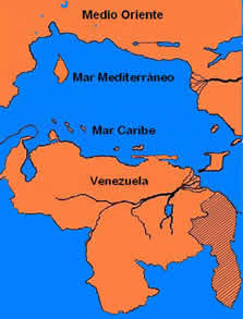 Mapa virtual entre el Mar Mediterráneo y el Mar Caribe de la América Latina
