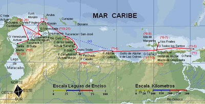 Mapa instructivo del recorrido de Fernández Enciso